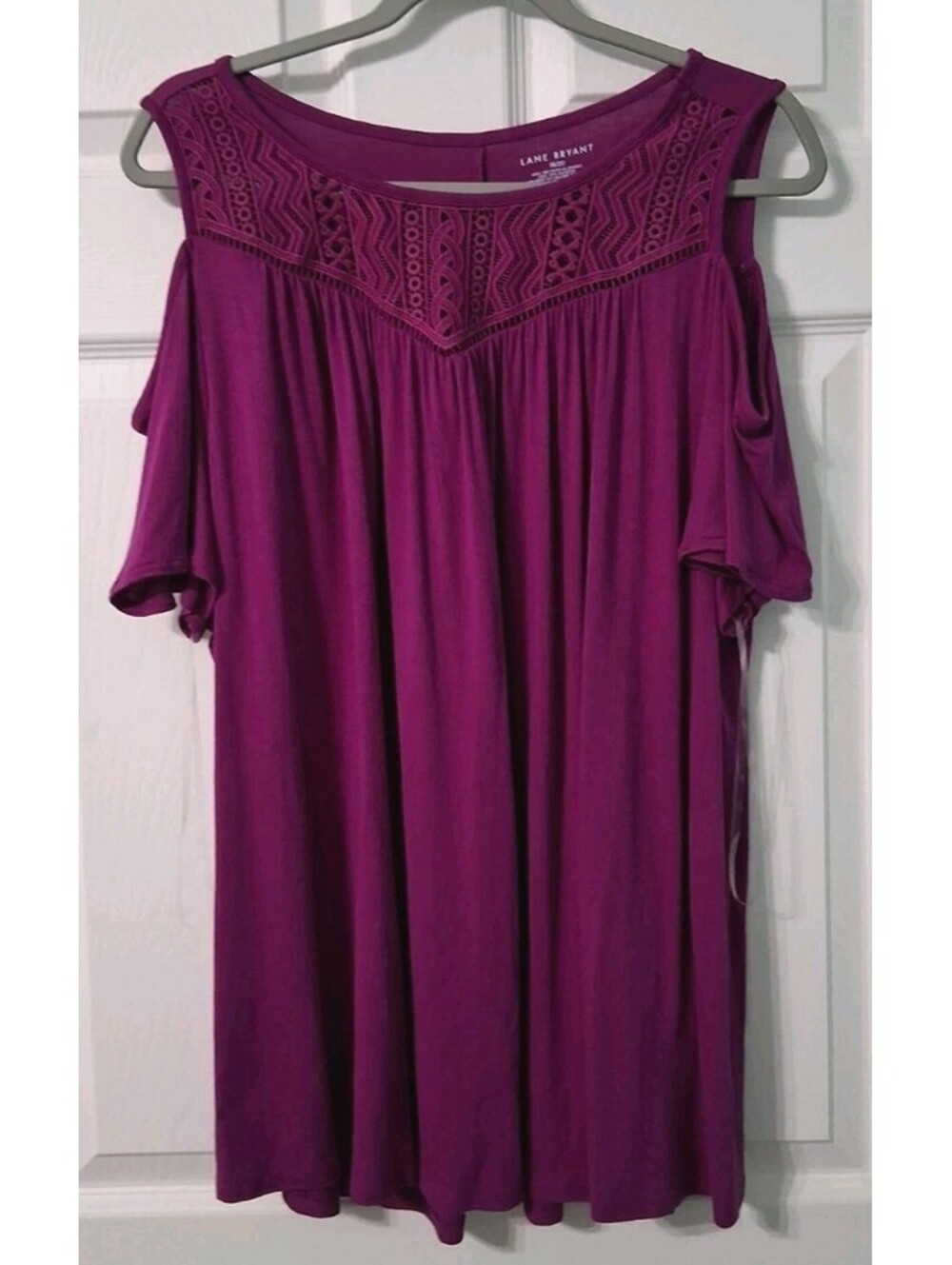 Lane Bryant Hot Pink, Crocheted Lace, Cold Shoulder Top, Size 18/20, GUC